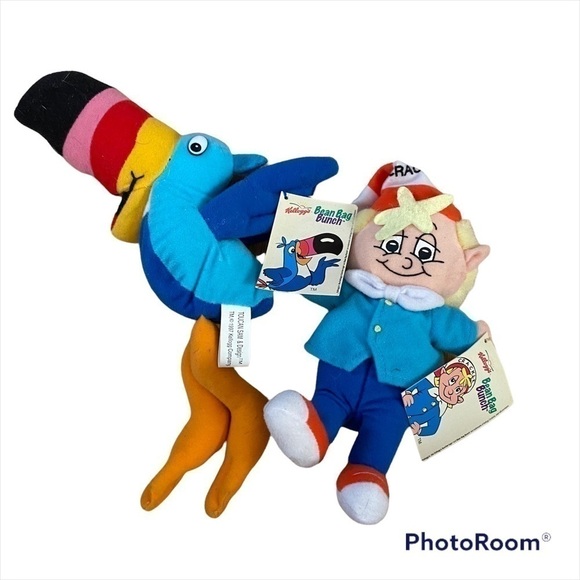 Vintage Kellogg’s Bean Bag Bunch Crack Rice Krispies Toucan Sam Fruit Loops - Picture 1 of 3
